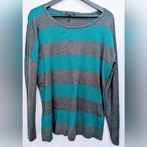 Banana Republic Striped Gray and Teal Women's Sweater